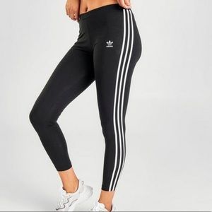 Black adidas leggings with white sripes